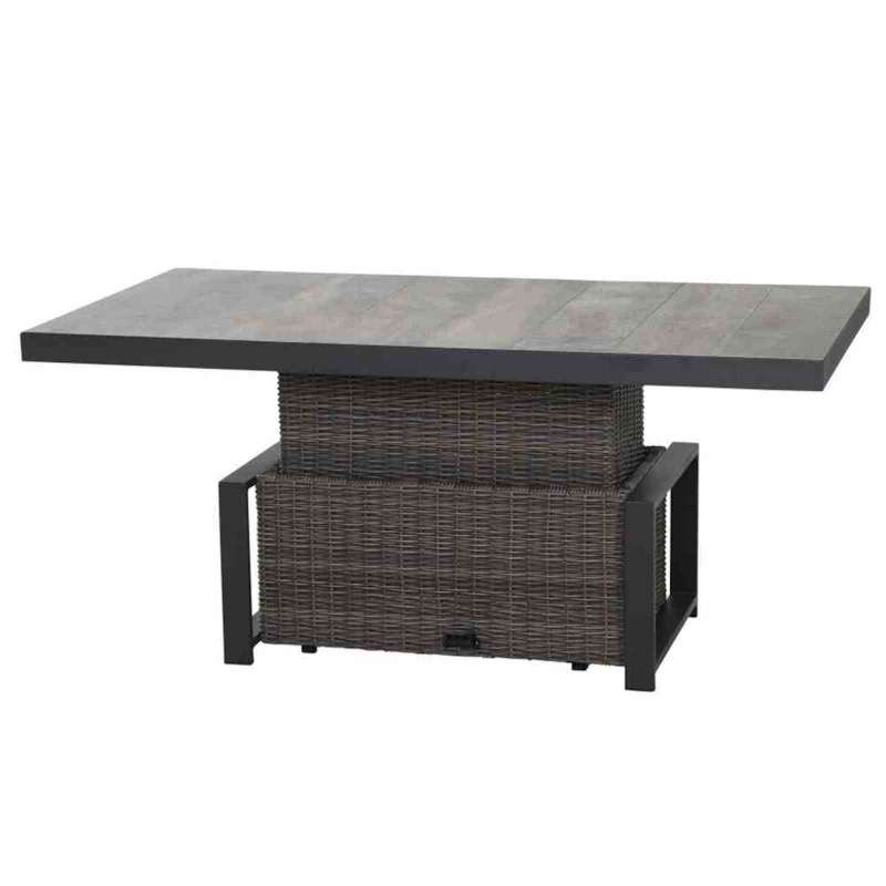 Siena Garden Corido Loungetisch 160 x 90 cm Gardino®-Geflecht charcoal grey Keramik