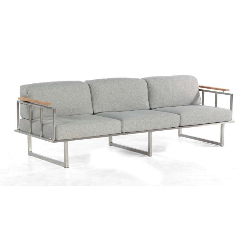 Sonnenpartner 3-Sitzer Lounge-Sofa Lotus Edelstahl mit Teakholz Loungesofa