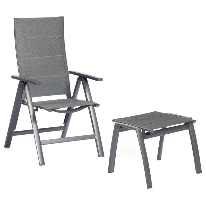 SunnySmart Garten-Klappsessel Concept mit Fußhocker Aluminium mit Polstertextilgewebe anthrazit Gart