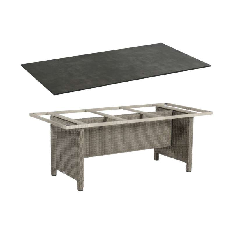 Sonnenpartner Gartentisch Base 200x100 cm Polyrattan stone-grey Tischsystem
