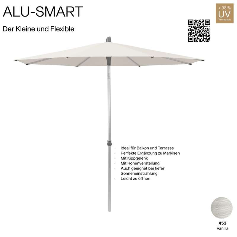 GLATZ Sonnenschirm ALU-SMART rund ø 300 cm Gestell natureloxiert Farbe 453 Vanilla Mittelstock