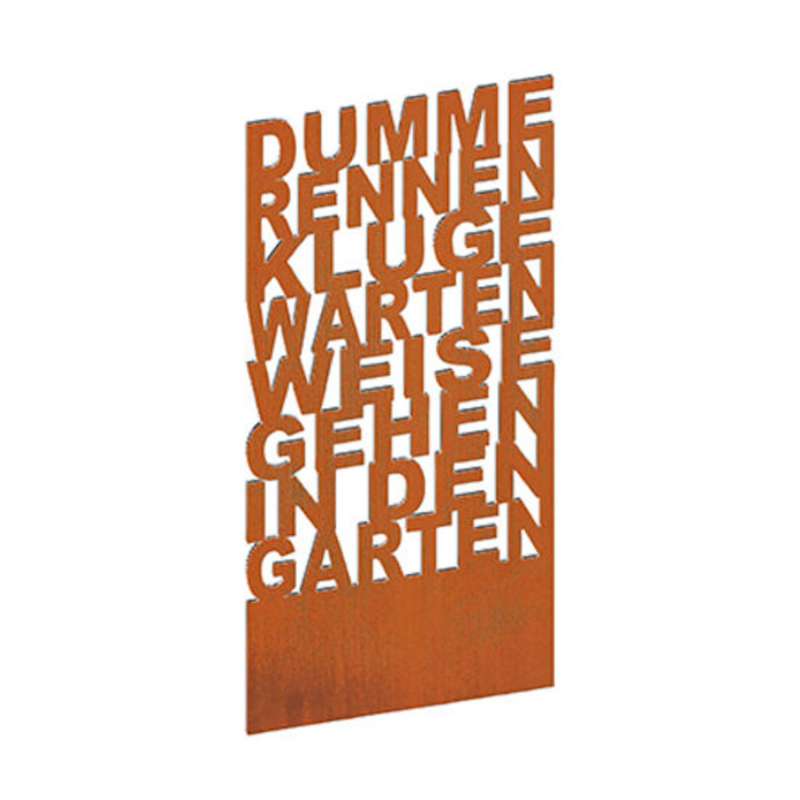 Mecondo TEXTURA Stele 'Weise gehen in den Garten' 100x230 cm Corten/Edelstahl Gartendekoration