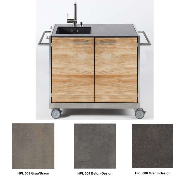 Niehoff Garden Outdoor-Spülstation Pro ca. 123x93x65 cm Teak Front HPL Korpus