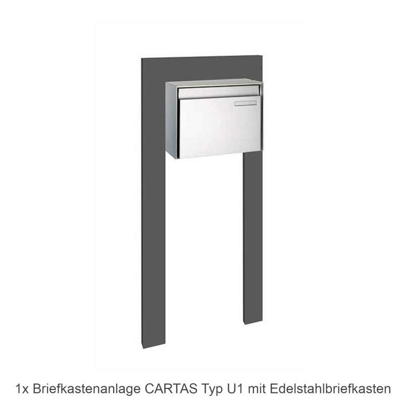 Mecondo Briefkastenanlage CARTAS Typ U1 61x39,9x170 cm Edelstahlbriefkasten Corten/Edelstahl/Stahl