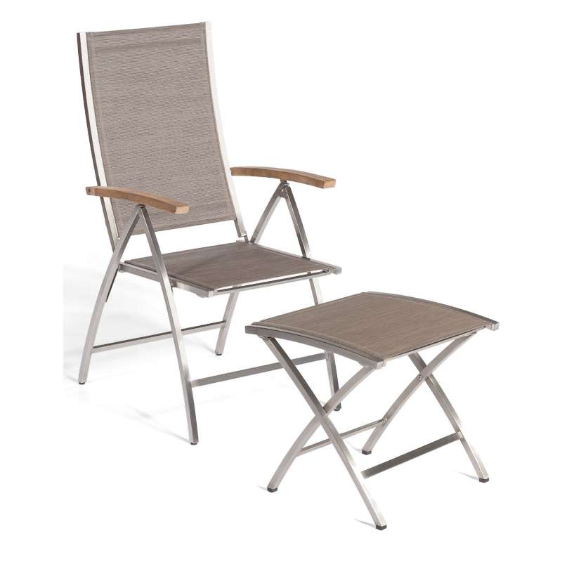 Sonnenpartner Klappsessel Paragon mit Fußhocker Edelstahl/Textilen taupe Klappstuhl