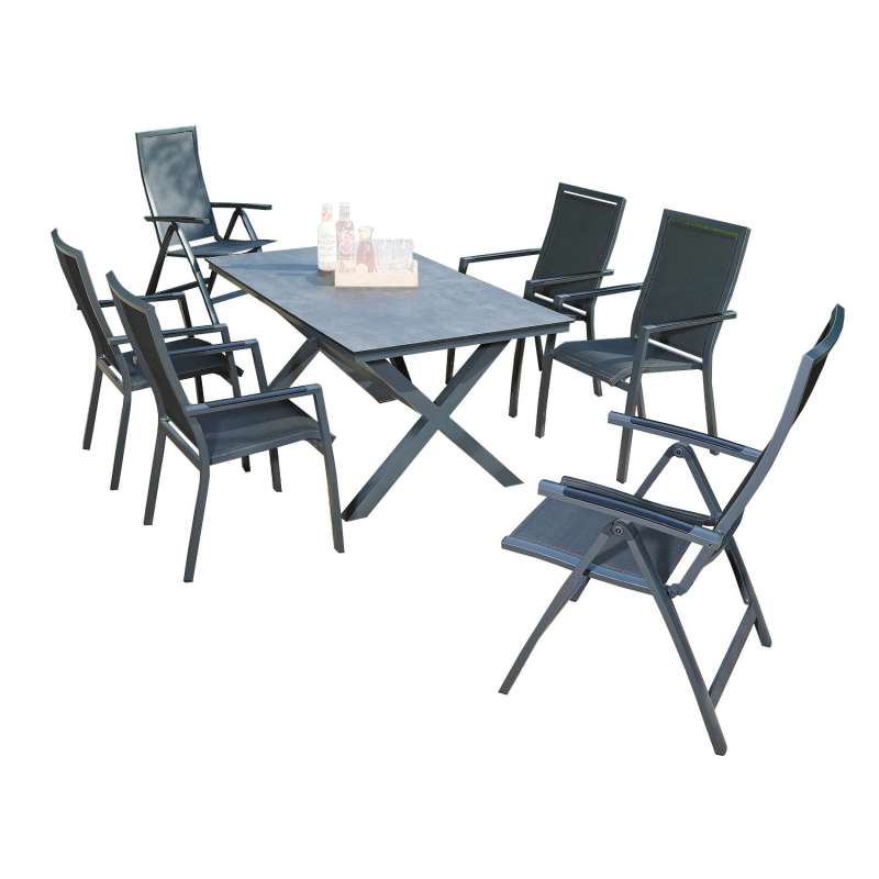 Sonnenpartner 7-teilige Sitzgruppe Star & Base-Spectra 160x90 cm Aluminium anthrazit