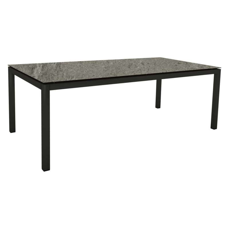 Stern Gartentisch 200x100 cm Aluminium matt schwarz/Silverstar 2.0 vintage-stone Tisch