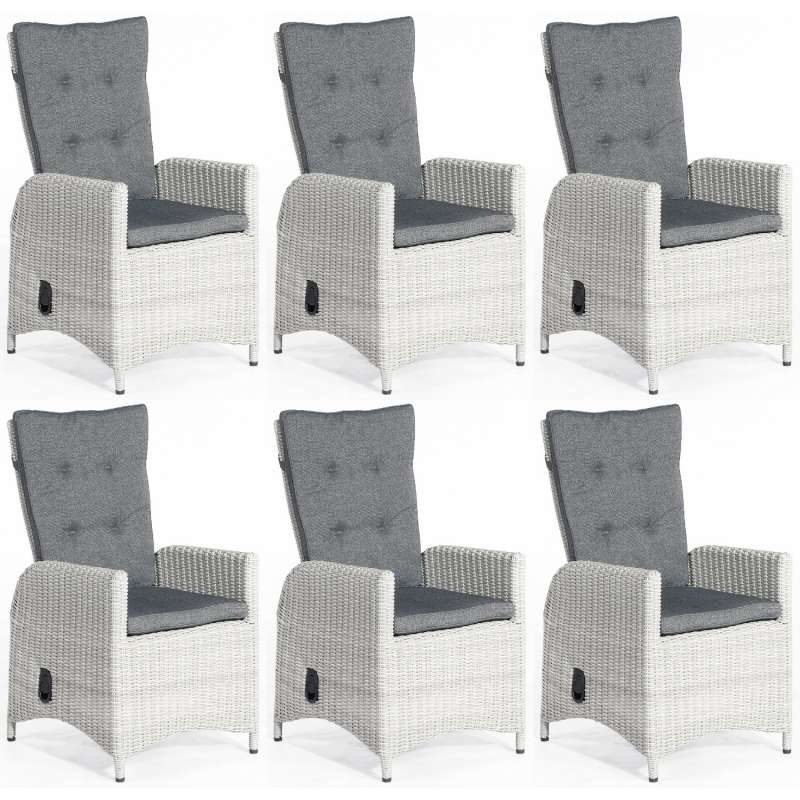 SunnySmart 6x Dining-Sessel Para-Plus Aluminium mit Kunststoffgeflecht silber-grau