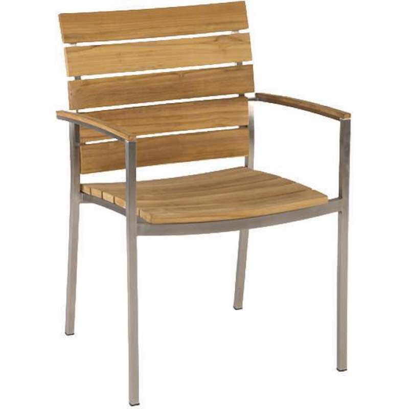 Stern Savona Stapelsessel Gartenstuhl Stapelstuhl Teakholz Edelstahl-Gestell
