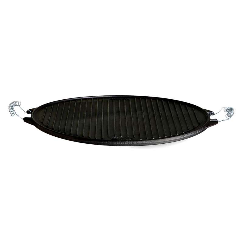 Gusseisenkuss® Light-Grillplatte aus Gusseisen Ø 38 cm Gussplatte Plancha geriffelt/glatt