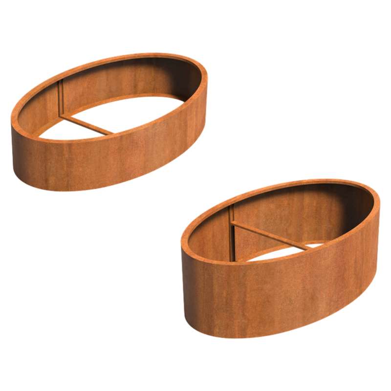 Adezz Ellipse ohne Boden Pflanzgefäß aus Corten-Stahl Pflanzkübel Blumentopf