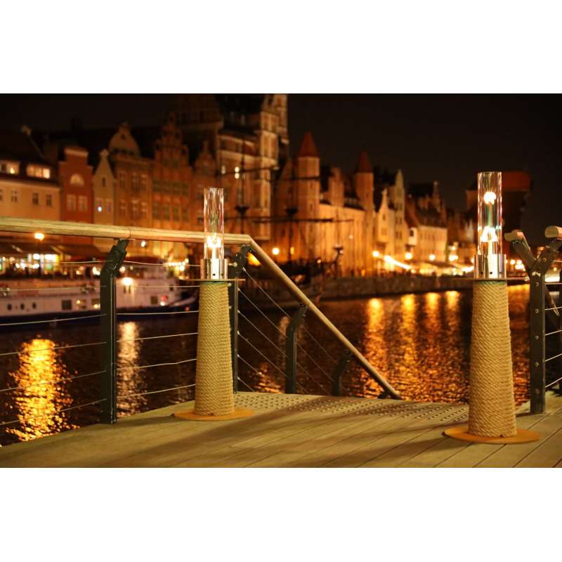 Masuria Gartenlampe Juno Corten Steel mit Tauwerk Biobrennstofflampe Gartenfeuer