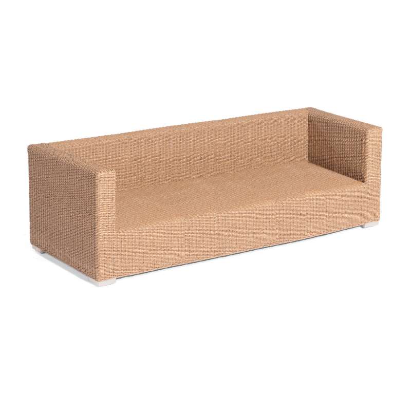 Sonnenpartner 3-Sitzer Lounge-Sofa Residence Aluminium mit Polyrattan Hyazinthoptik inklusive Kissen