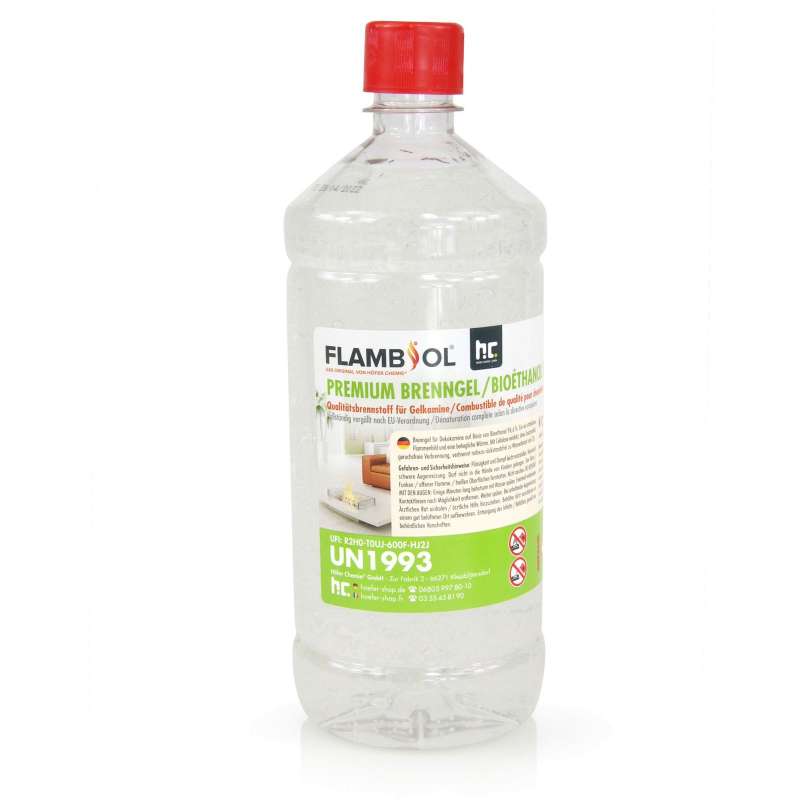FLAMBIOL® Premium Brenngel 1 L aus Bioethanol für Tischfeuer Ethanol Kamin Feuerstelle