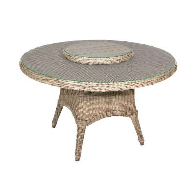 4Seasons Outdoor Victoria Tisch ø 130 cm mit Drehteller Lazy Susan ø 55cm Pure