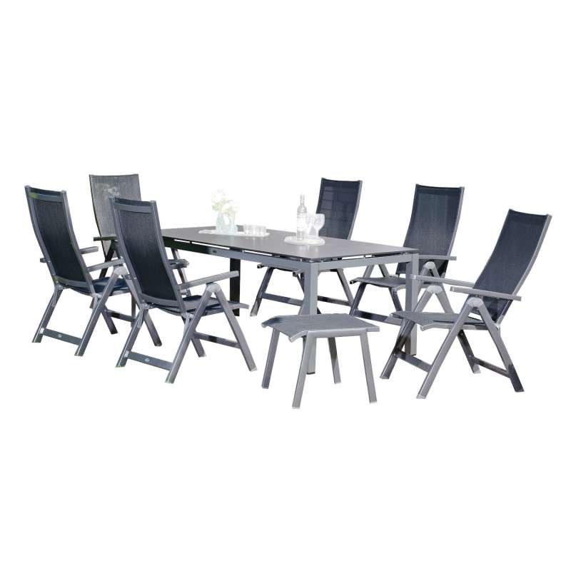 Sonnenpartner 8-teilige Sitzgruppe Fresno & Base 160x90 cm Aluminium anthrazit