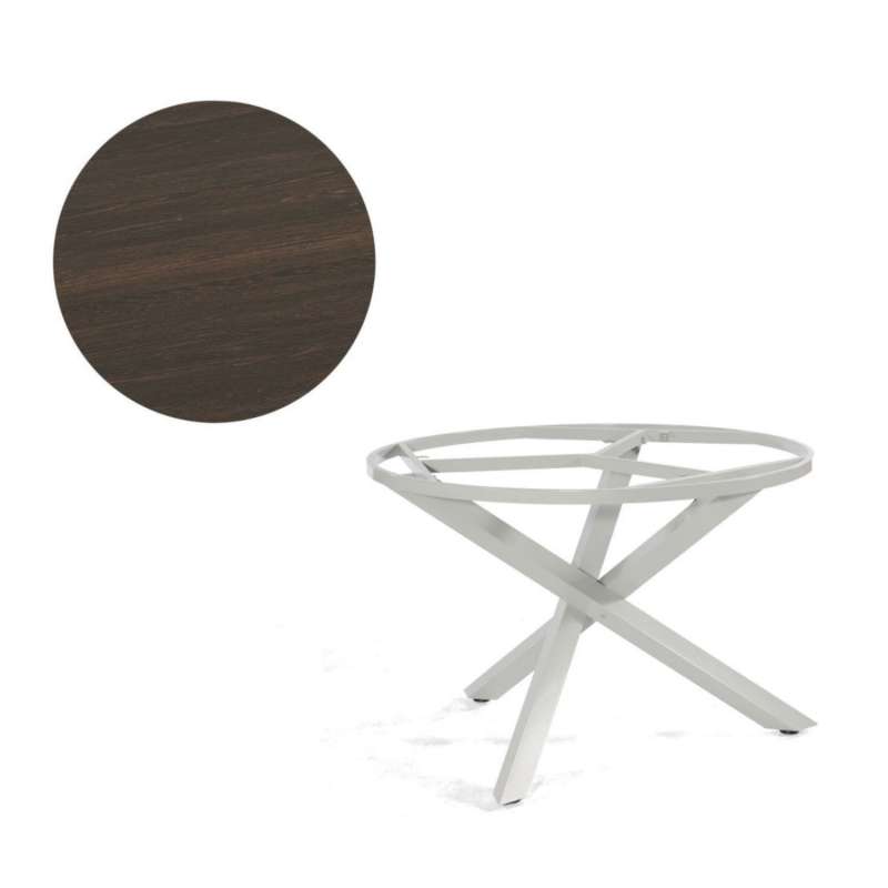 Sonnenpartner Gartentisch Base-Spectra rund Ø 134 cm Aluminium silber Tischsystem mit wählbarer Tisc