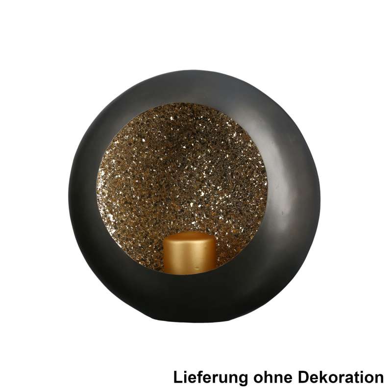 Casablanca Kerzenständer Mystical groß 38 cm Metall anthrazit/Mosaik goldfarben zum aufhängen/stelle