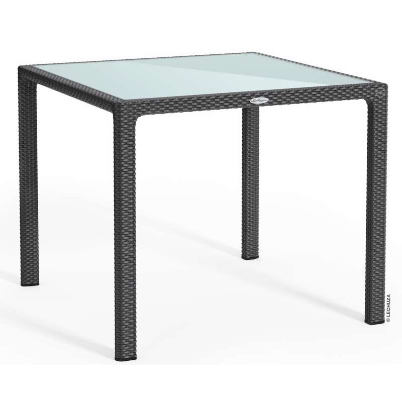 Lechuza Gartentisch Flechtstruktur 90x90 cm HPL/Glas weiß/granit/mokka Esstisch Landhausstil