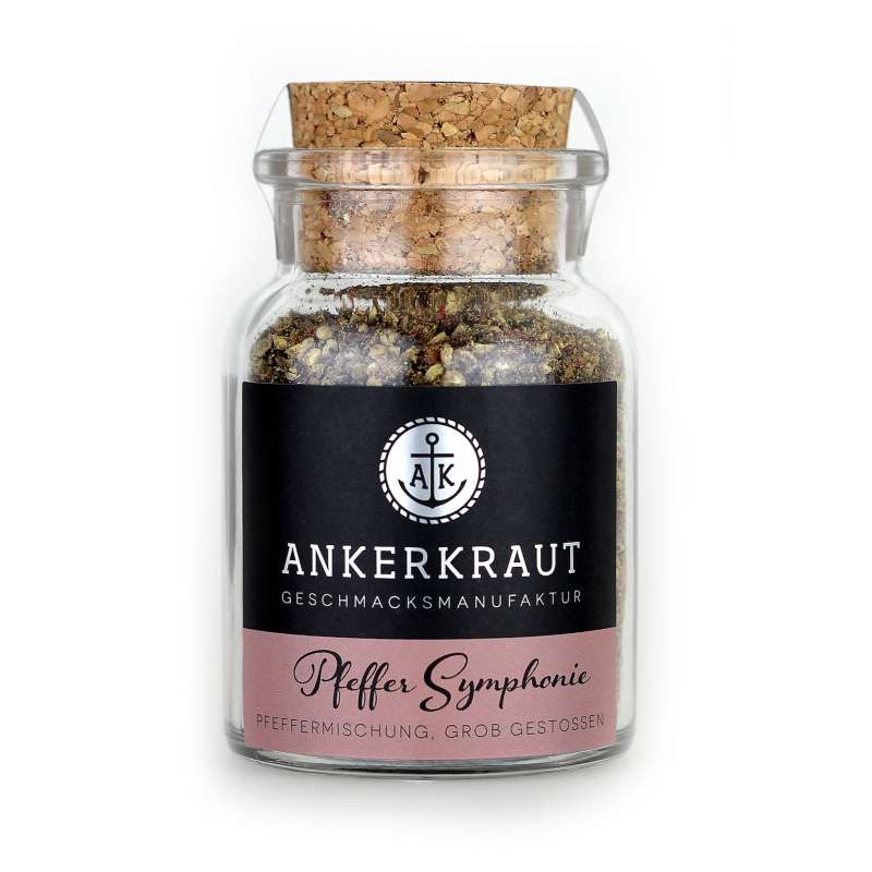 Ankerkraut Pfeffer Symphonie grob Pfeffer schwarz grün weiß im Korkenglas 70 g