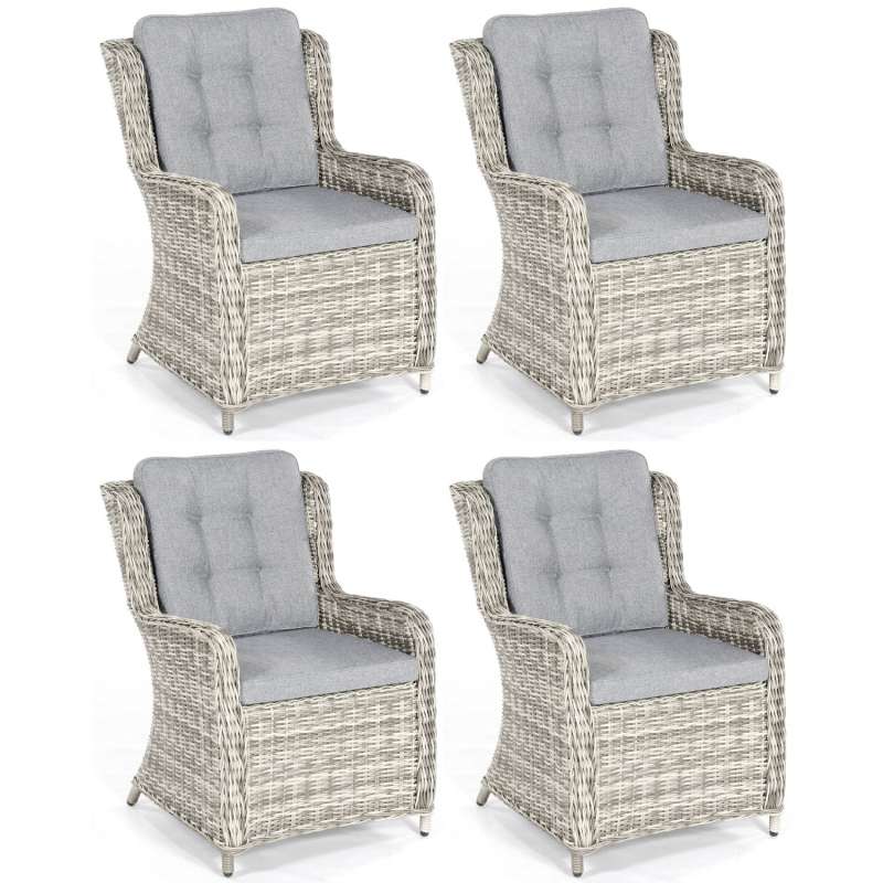 SunnySmart 4er Set Garten-Sessel Lincoln Aluminium mit Kunststoffgeflecht vintage-taupe Gartenstuhl