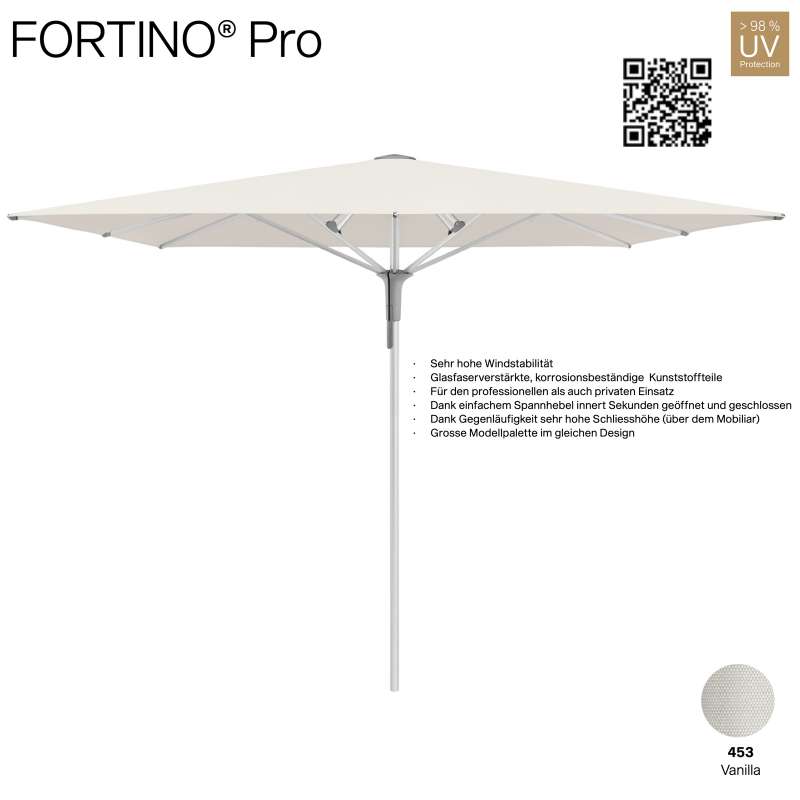 GLATZ Sonnenschirm FORTINO® Pro quadratisch 250 x 250 cm Farbe 453 Vanilla Mittelmastschirm