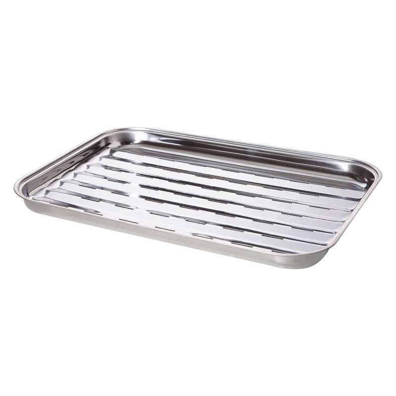 Allgrill Grillschale aus Edelstahl 34 x 24 x 2,5 cm zur Vermeidung von Fettbränden