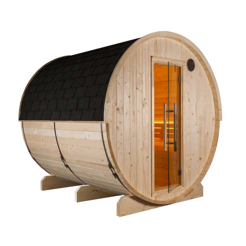 Harvia Kuusi 220 View Fasssauna aus Fichte Saunafass Gartensauna Ø220x220cm