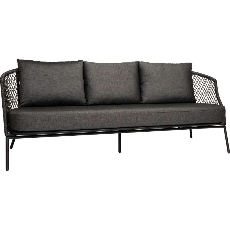 Stern Odea 3-Sitzer Lounge-Sofa Gartensofa Lounge-Bank Gartenbank mit Kissen schwarz