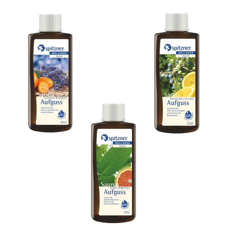 Spitzner Vorteilspack 3er Lavendel Grapefruit Wacholder Saunaaufguss je 190ml