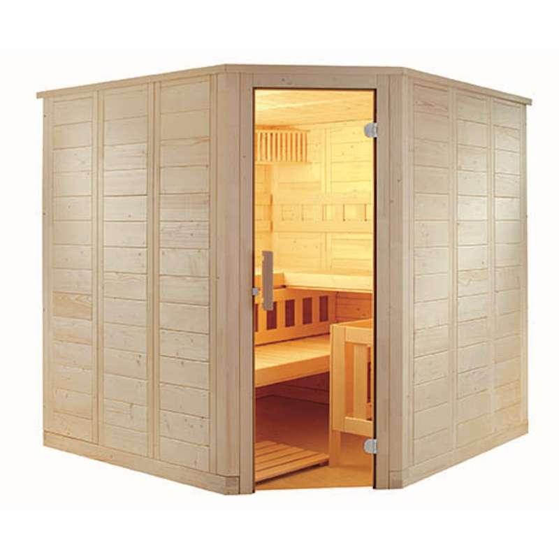 Sentiotec Wellfun Corner Massivsauna aus Fichte Saunakabine ca. 206x206x204 cm