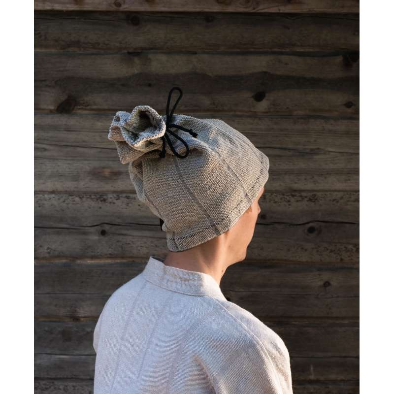 Jokipiin Laituri Tupas Saunamütze finnischer Saunahut für Damen und Herren natural/black