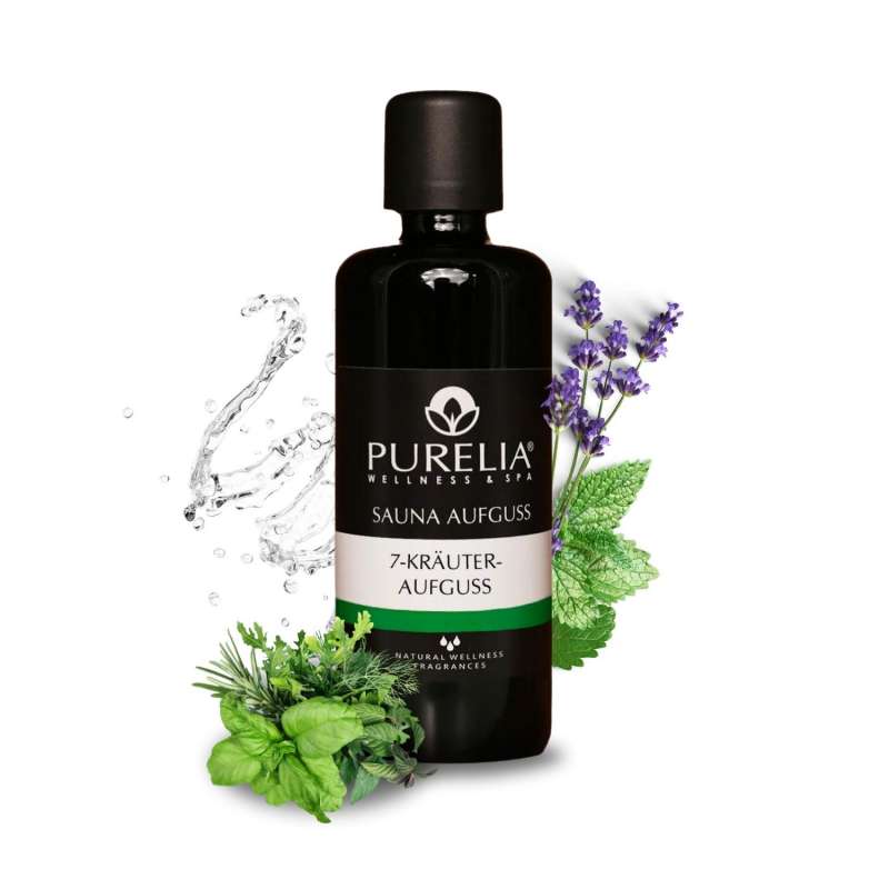 PURELIA Saunaaufguss Konzentrat 7 Kräuter 100 ml natürlicher Sauna-aufguss - reine ätherische Öle