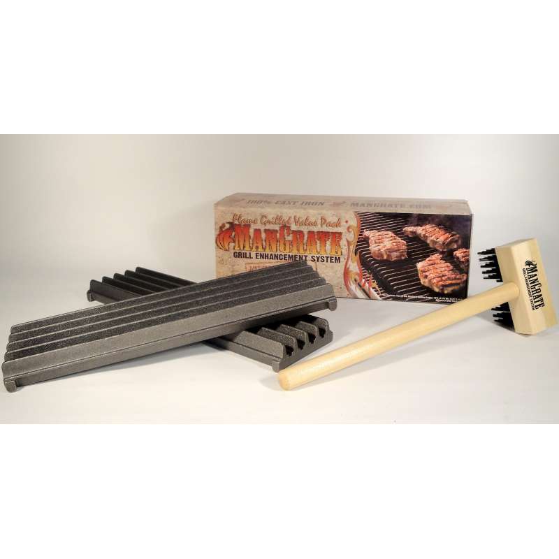 Rumo Barbeque Mangrate Starter Set 3teilig 2x gusseiserne Roste und Grillbürste