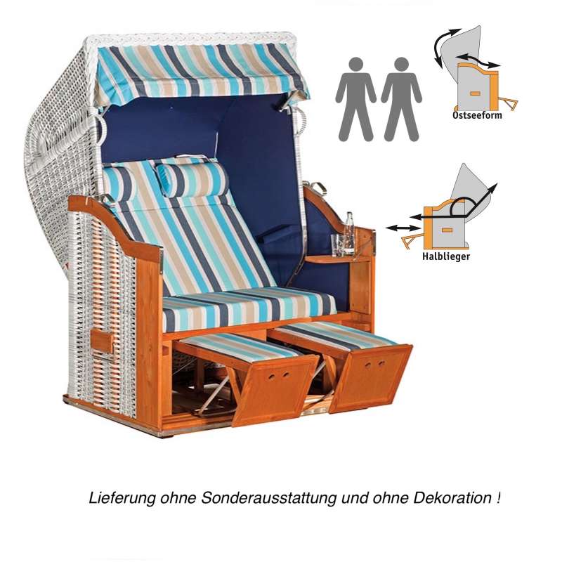 Sonnenpartner Strandkorb Classic 2 Sitzer Halbliegemodell Gartenstrandkorb Ocean