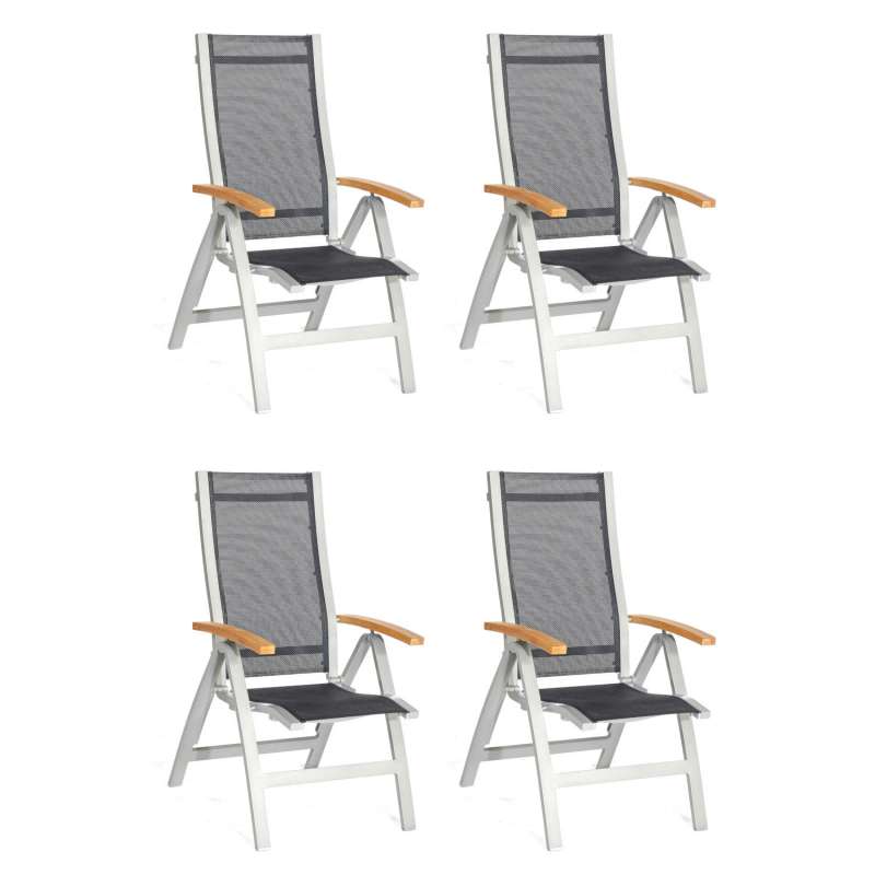 Sonnenpartner 4er-Set Klappsessel Florida Aluminium silber/Textilen schwarz Klapp-Sessel Klappstuhl