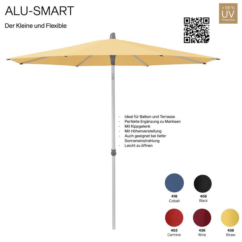 GLATZ Sonnenschirm ALU-SMART rund ø 300 cm Gestell natureloxiert Mittelmast in 5 Farben