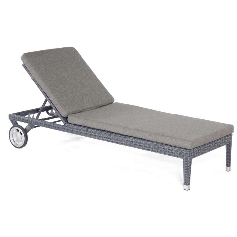 Sonnenpartner Sonnenliege Caicos Aluminium mit Polyrattan graphit-schwarz Rollliege mit Auflage