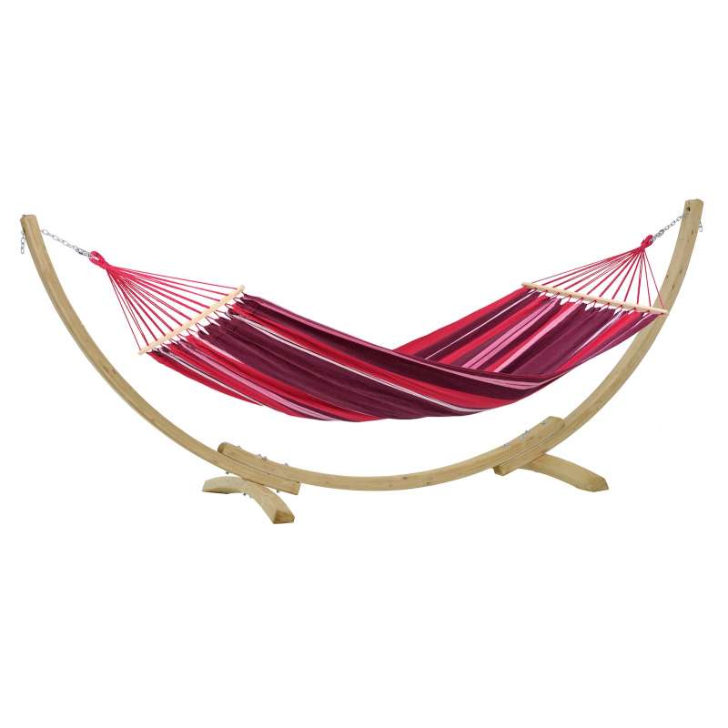 Amazonas Samba Set Hängematten-Set Fuego mit Fichtenholz-Gestell Hängematte