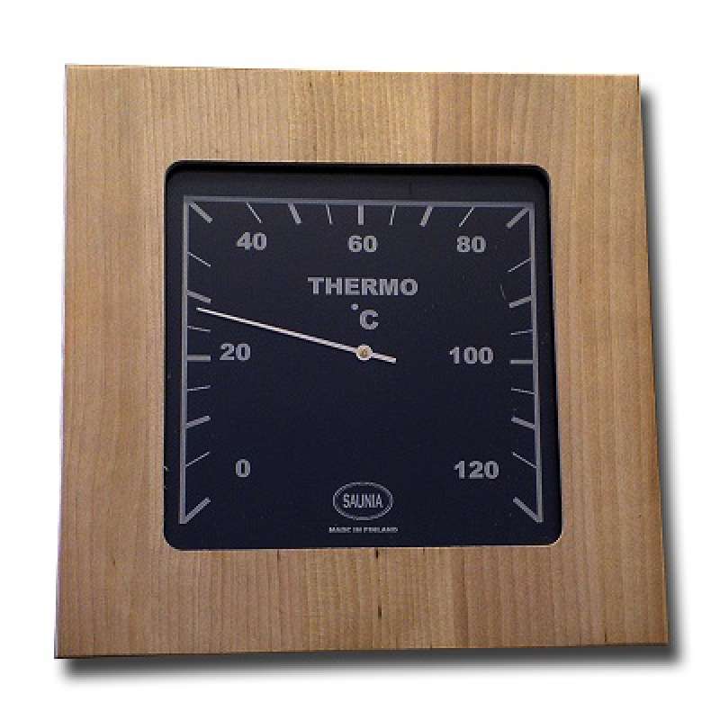 Nikkarien Sauna Thermometer bis 120 °C Größe 18x18 cm Holzrahmen Birkenholz