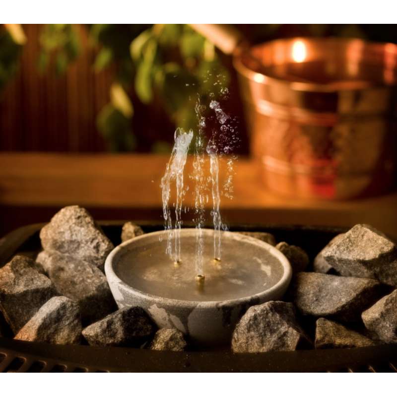 Hukka Design Saunamaestro Springbrunnen aus Speckstein für Saunaofen mit Aufguss