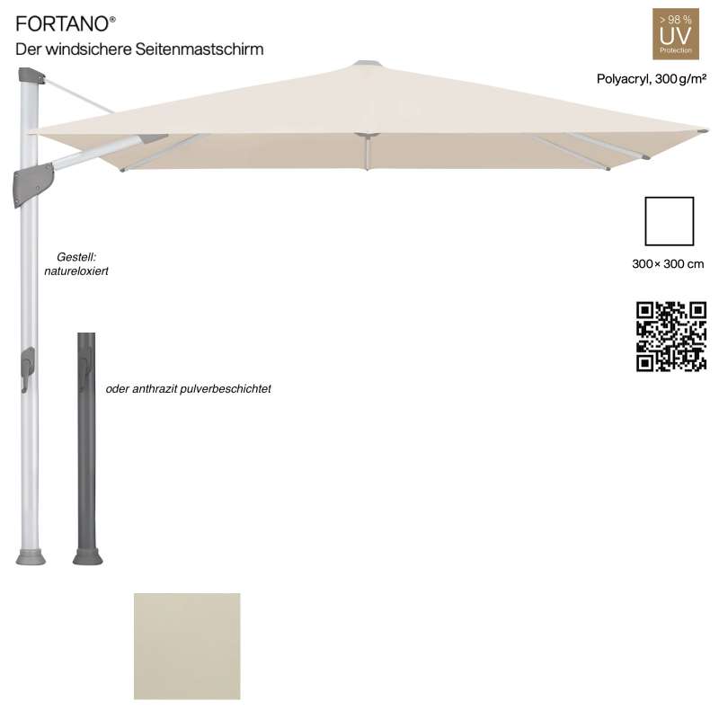 GLATZ Sonnenschirm FORTANO® Ampelschirm 300 x 300 cm Freiarmschirm Farbe 523 Champagne Stoffklasse 5