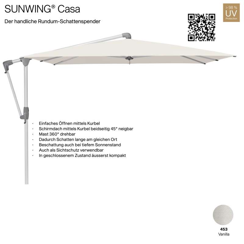 GLATZ Sonnenschirm SUNWING® CASA rechteckig 300 x 240 cm Gestell natureloxiert Farbe 453 Vanilla Amp