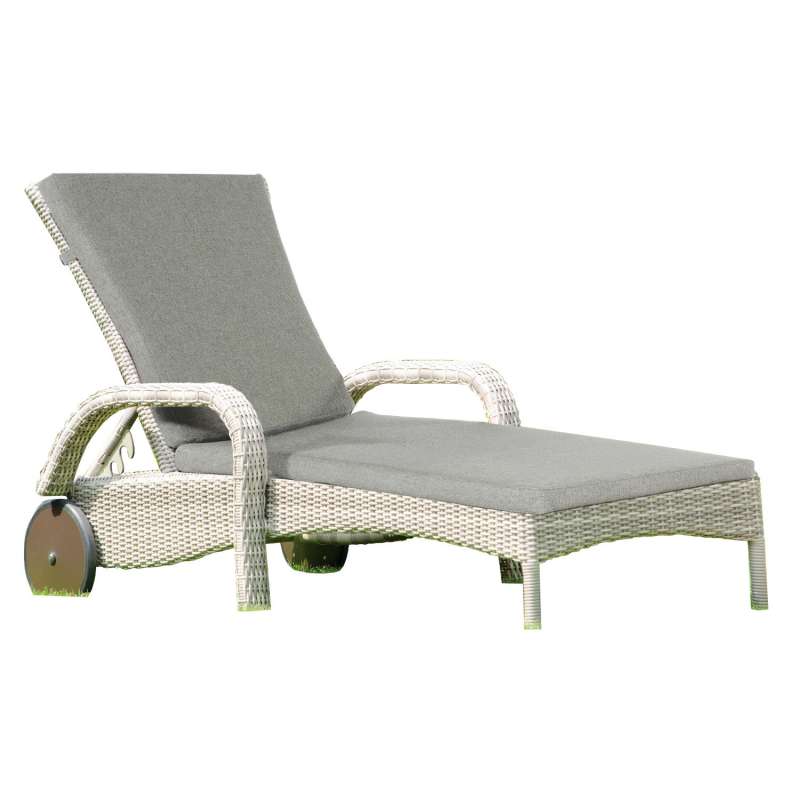 Sonnenpartner Sonnenliege Antigua Aluminium mit Polyrattan white-coral Rollliege mit Auflage