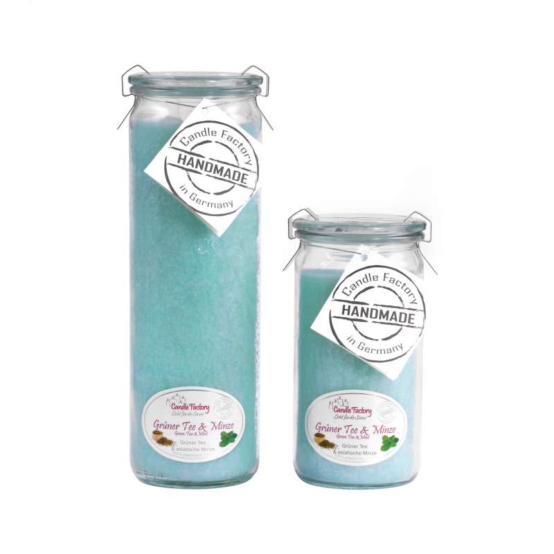 Candle Factory Kerzen-Set Grüner Tee & Minze Big + Mini Jumbo Duftkerze