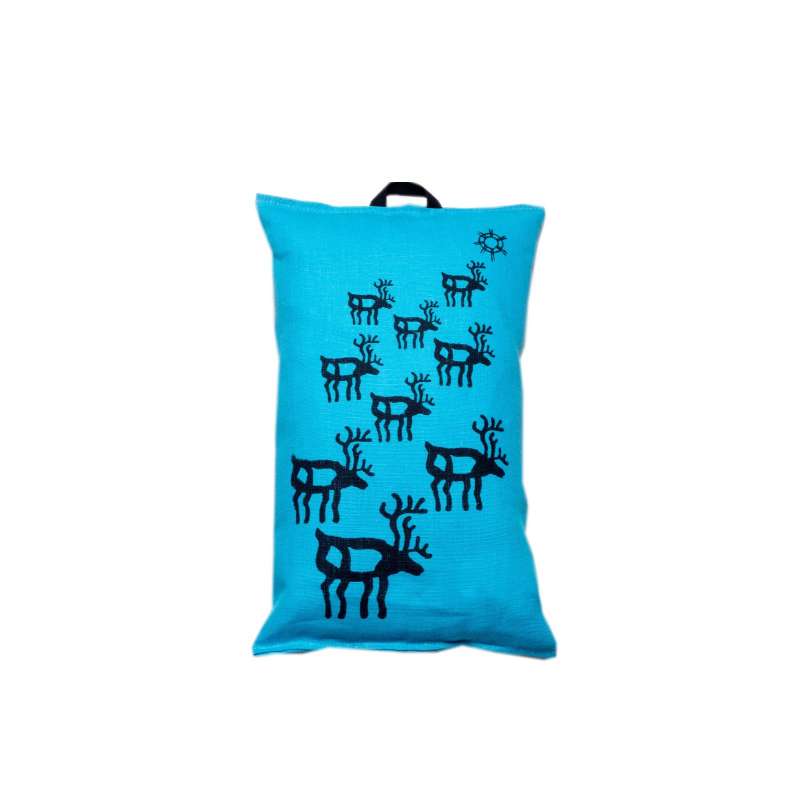 Pikkupuoti Oy Saunakissen Rentier Türkis finnisches Sauna Kissen aus Leinen 40x22cm