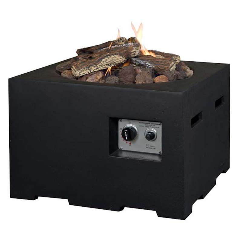 Happy Cocooning Mania Feuertisch 19,5 kW quadratisch groß 76x76x46 cm Beton-Optik schwarz