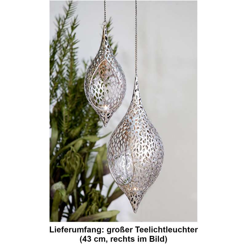 Casablanca Teelichtleuchter Purley groß zum Hängen Metall 43 cm