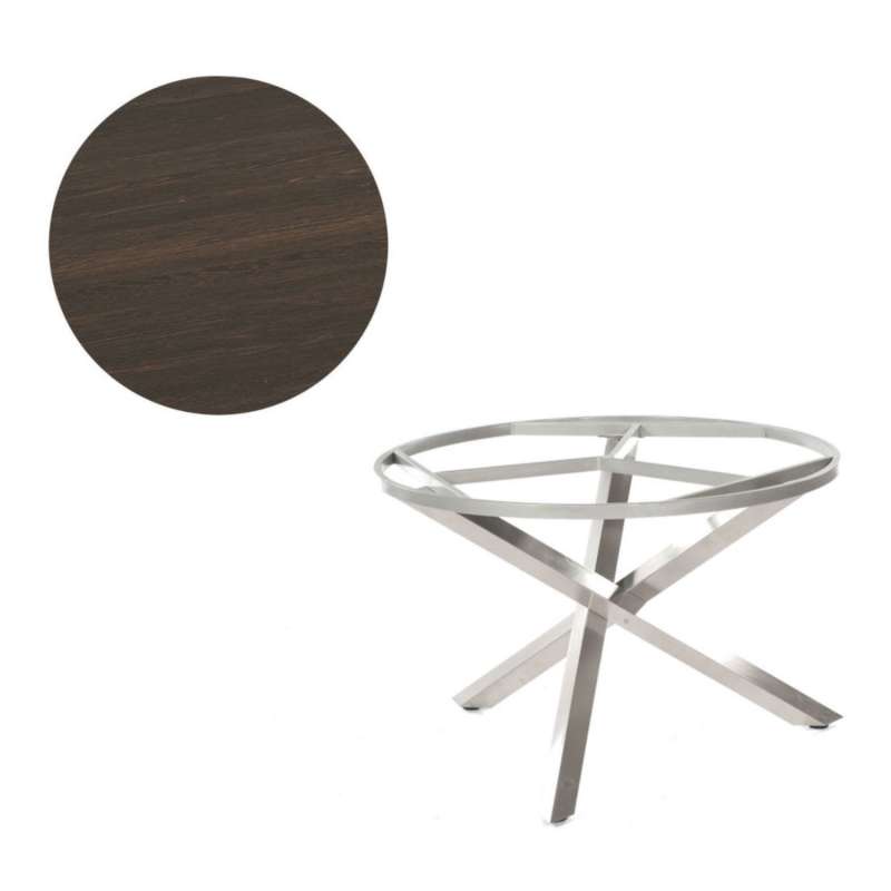 Sonnenpartner Gartentisch Base-Spectra rund Ø 100 cm Edelstahl Tischsystem mit wählbarer Tischplatte