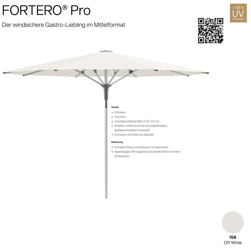 GLATZ Sonnenschirm FORTERO® Pro rund ø 350 cm Farbe 158 Off White Mittelmastschirm